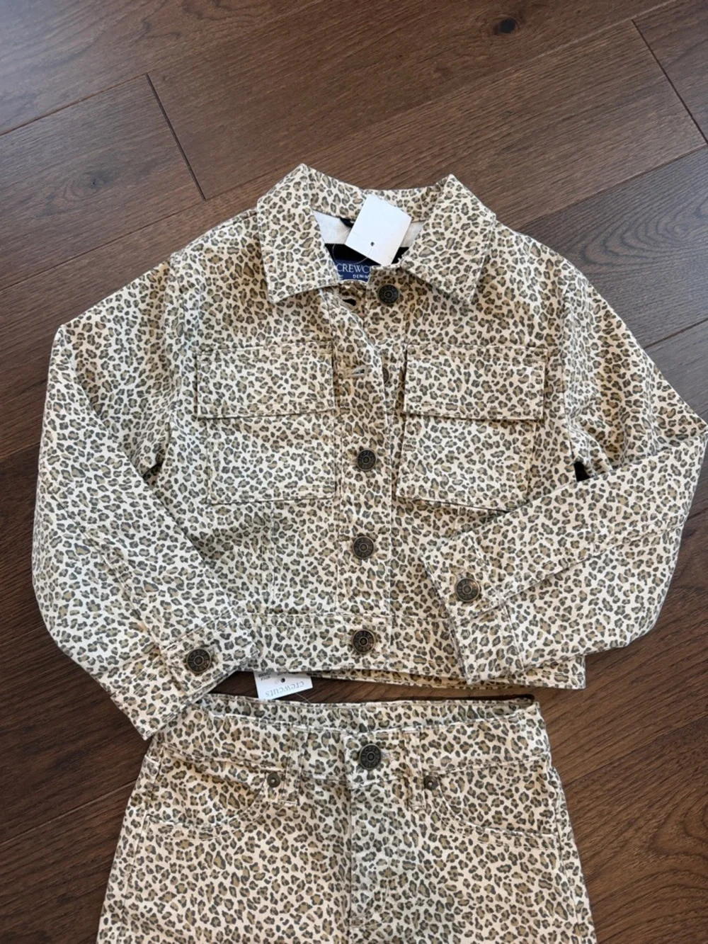 Crewcuts Denim Leopard Jacket Size XS 4/5 NWT - C36-032